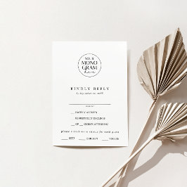 MEGHAN Monogram Boho Black White Bröllop OSA Card Kort