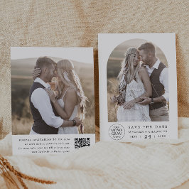 MEGHAN Monogram Photo Black White Unik Bröllop Spara Datumet