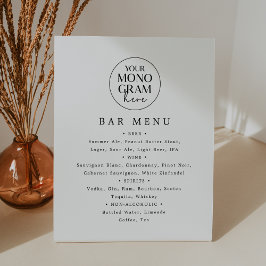 MEGHAN Svart Vit Monogram Bröllps Bar Meny Skylt
