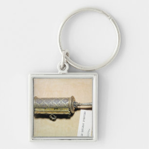 Megillah fodral, från Alsace Fyrkantig Silverfärgad Nyckelring