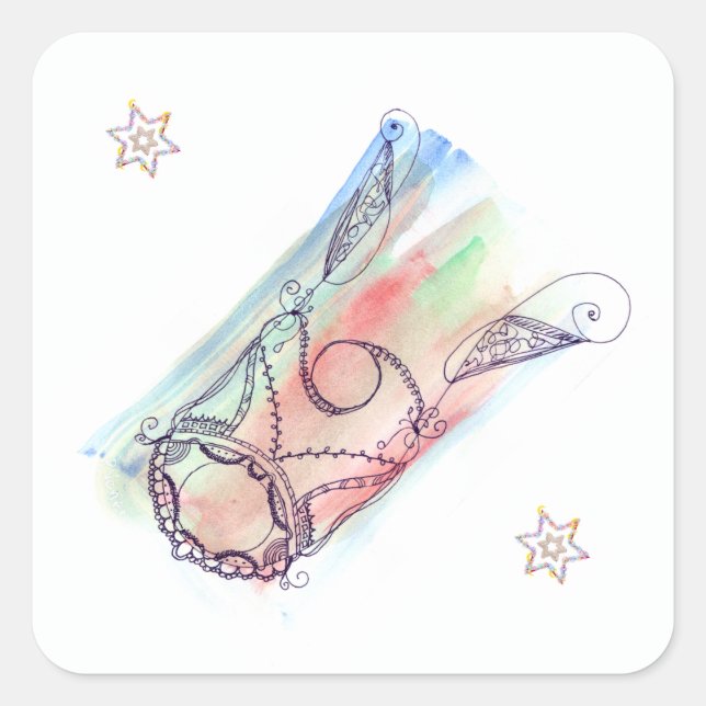 Megillah Rulla Fodral Purim Fyrkantigt Klistermärke (Framsida)