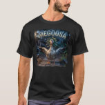 Megoosa Photographic Combo Creature Funny T Shirt<br><div class="desc">Tänka noga innan man fortsätter på detta väg, som med våld bevakas av "MEGOSA", en upprörd gås med vilt ofokuserat ögon och serpentinhår som består av ormar med öppna munnar, vilket framkallar Medusas bild men tydligt fågelvilt. Gåsen placeras centralt, vingar höjs defensivt, framhävs av en skarp, riktad strålkastarljuset som skapar...</div>