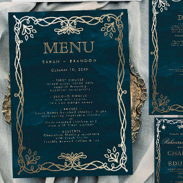 Megoval Guld Ivy Bröllop Menu Meny
