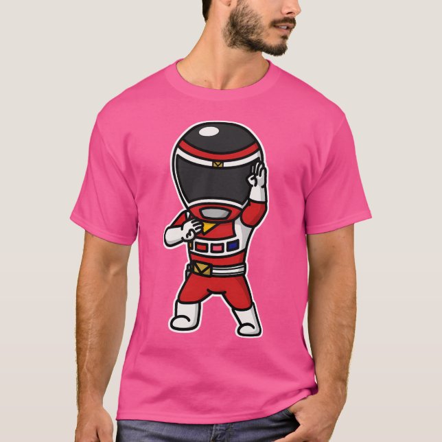 MegRED Denji Sentai Megaranger Chibi Stil Kawaii T Shirt (Framsida)