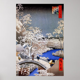 Meguro Drum Bridge och Sunset Backe, Hiroshige Poster