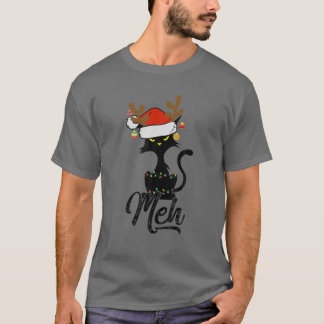 Meh Black Cat Christmas, Funny Anti Christmas Cat T Shirt