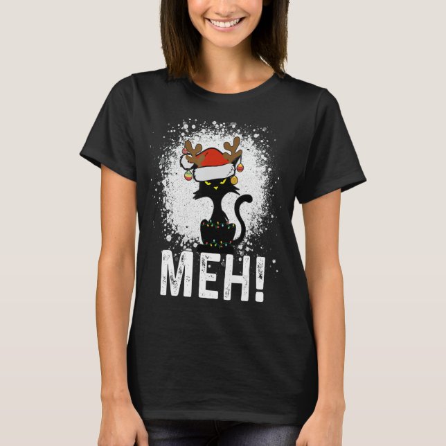 Meh Black Cat-julen, fin julklapp T Shirt (Framsida)
