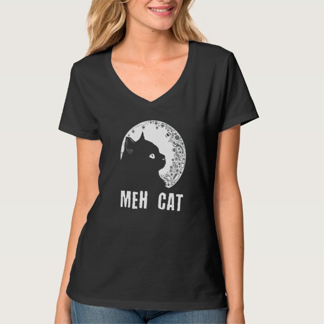 Meh Cat  Cat  Humor Kitten Introvert Cat Mom T Shirt (Framsida)