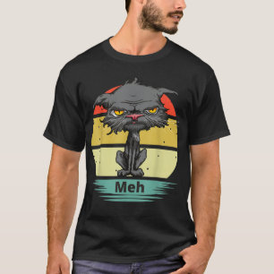 Meh Cat Funny Bored Cat med Gult Öga Cat Lover T Shirt