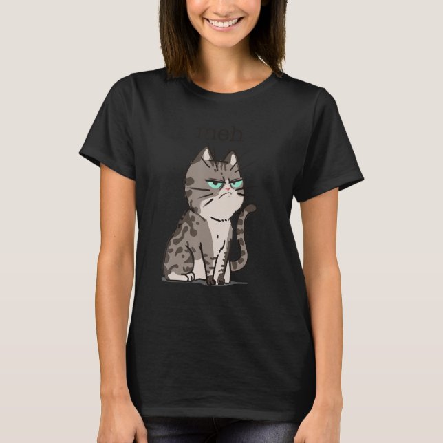 Meh Cat Kattdjur Kitten Aditable Kattunge T Shirt (Framsida)