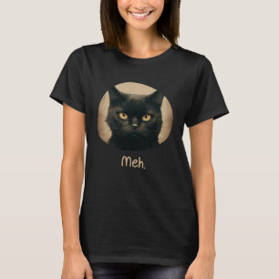 Meh Cat Sarcastic Grumpy Black Fluffy Kattdjur T Shirt