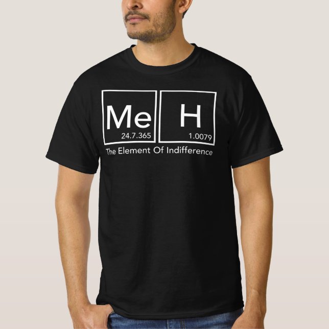Meh Definition Non-Committal Inslag Indifferens T Shirt (Framsida)