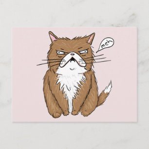 Meh Funny Grumpy Cat Teckning Vykort