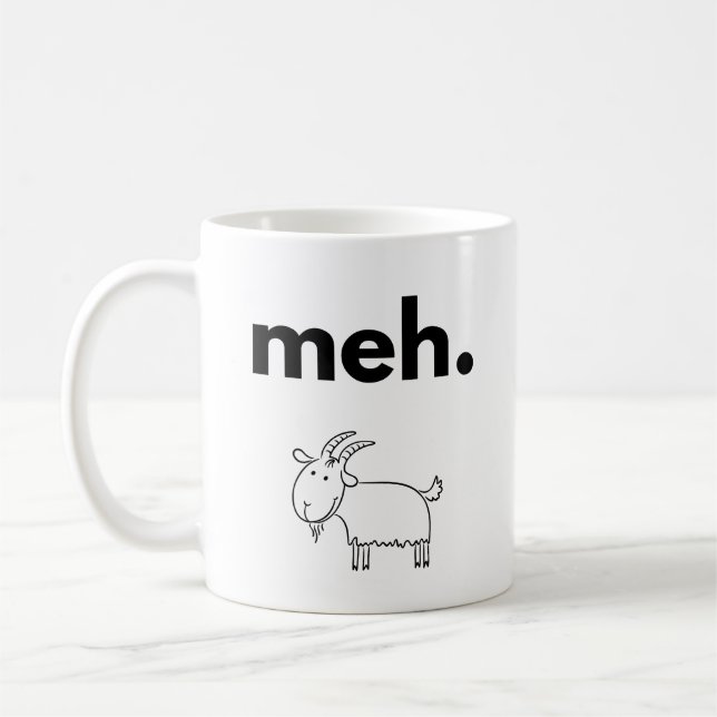 Meh. Getmössa Rolig Minimalistisk Mugg (Vänster)