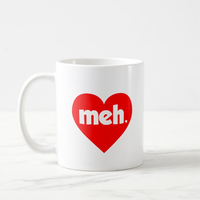Meh Heart Anti-Valentine Day Kaffemugg (Vänster)