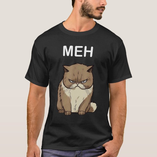 Meh Katt    Ca för Katt PappaMamma T Shirt (Framsida)
