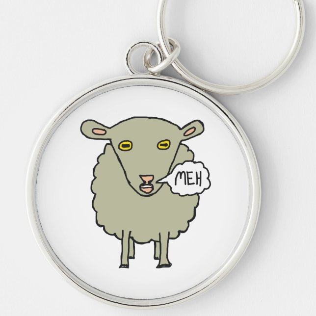 Meh Sheep Rund Silverfärgad Nyckelring (Framsidan)