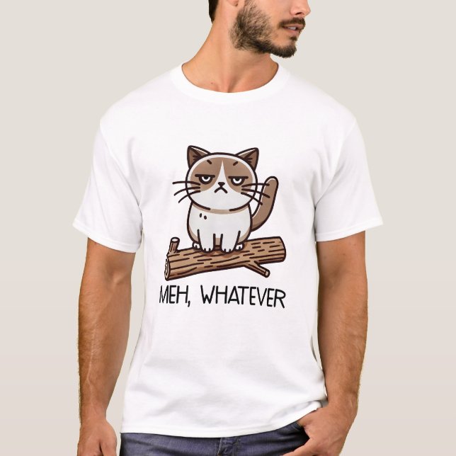 Meh Spelar ingen roll Cat T Shirt (Framsida)