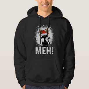 Meh Svart Katt Jul, Rolig Anti Jul Katt Hoodie