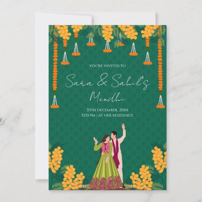 Mehendi-inbjudan Digital Mehndi inbjudan (Framsida)