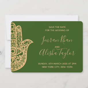 Mehendi Indian Bröllop spara datum hamsa Henna Spara Datumet