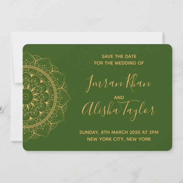 Mehendi Indian Bröllop spara datum hamsa Henna Spara Datumet (Framsida)