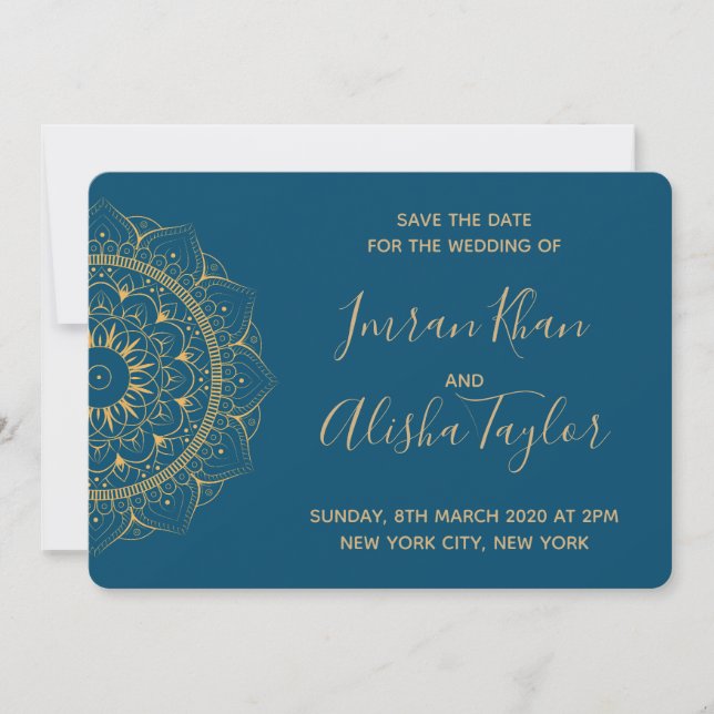Mehendi Indisk Bröllopsinbjudan Spara datum hamsa  Spara Datumet (Framsida)