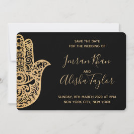 Mehendi Indiskt Bröllop Save the date hamsa Henna Spara Datumet