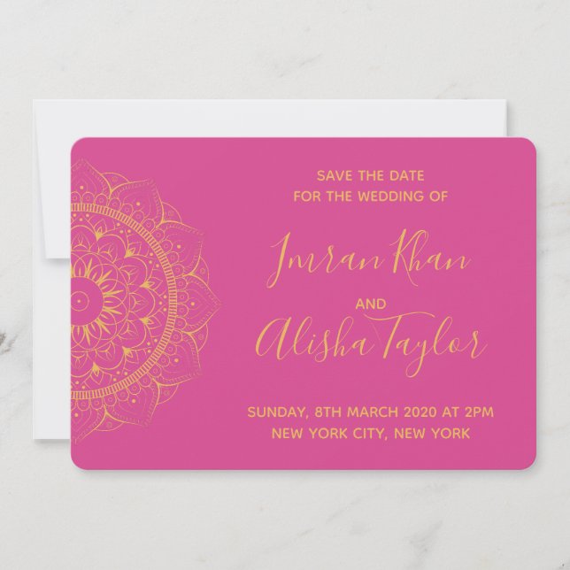 Mehendi Indiskt Bröllop Spara datumet hamsa Henna (Framsida)