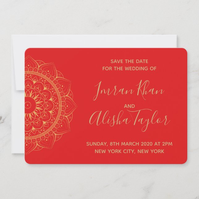 Mehendi Indiskt Bröllop Spara datumet hamsa Henna (Framsida)