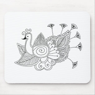 Mehendi påfågel musmatta