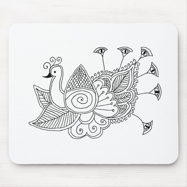 Mehendi påfågel musmatta (Framsidan)