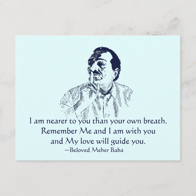 Meher Baba kommer ihåg mig vykort (Framsida)