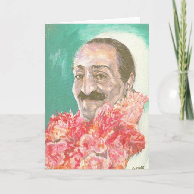 Meher Baba med blommor Kort (Framsida)