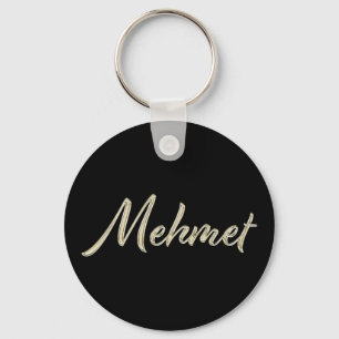 Mehmet Namn whitegold Button Schlüsselanhänger Nyckelring