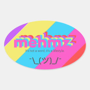 Mehmz Stripe Tagline-etikett Ovalt Klistermärke