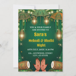 Mehndi & Dholki Natt Cerkemoni Inbjudan
