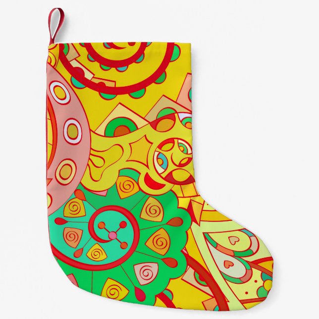 Mehndi Doodle: Colorful Ethnic Struktur. Liten Julstrumpa (Framsidan)
