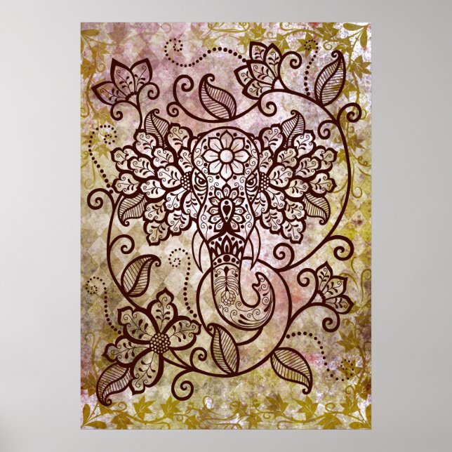 Mehndi Elephant Poster (Framsidan)