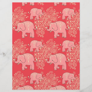 mehndi elephants scrapbook papper 8,5 x 11