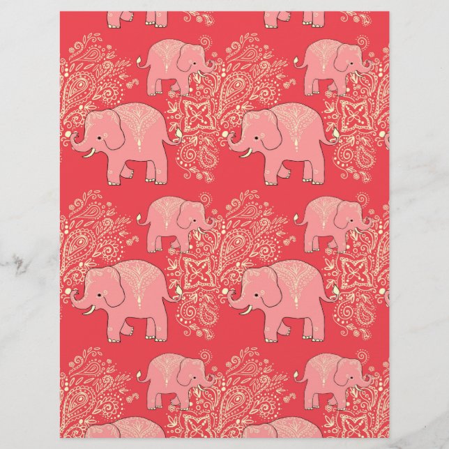 mehndi elephants scrapbook papper 8,5 x 11 (Framsida)