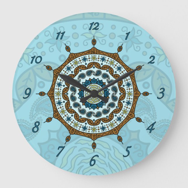 Mehndi Fantasy Copper Clock Stor Klocka (Framsida)