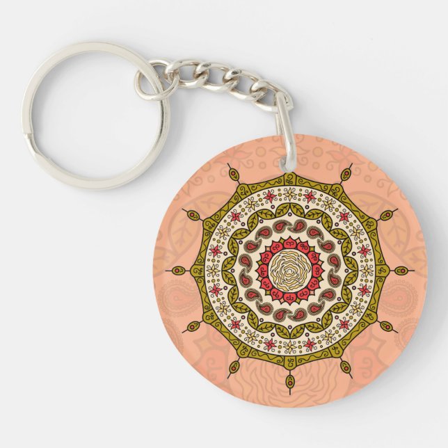 Mehndi Fantasy Guld Acrylic Keychain (Framsidan)