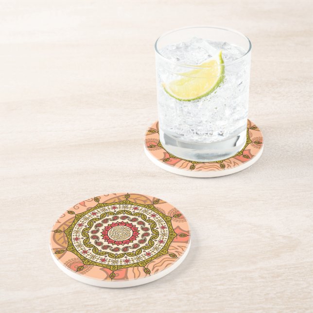 Mehndi Fantasy Guld Coaster Underlägg Sandsten (Sidan)