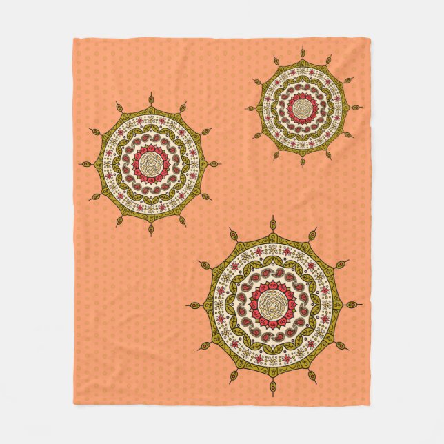 Mehndi Fantasy Guld Fläskfilt Fleecefilt (Framsidan)