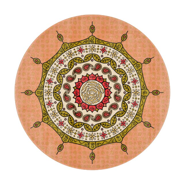 Mehndi Fantasy Guld Glas Skärbräda (Framsidan)