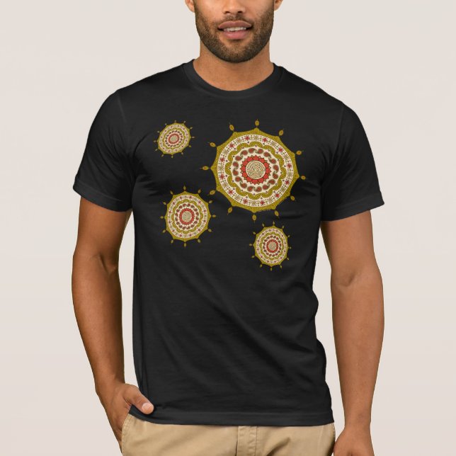 Mehndi Fantasy Guld Manar Mörk Shirt Tee Shirt (Framsida)