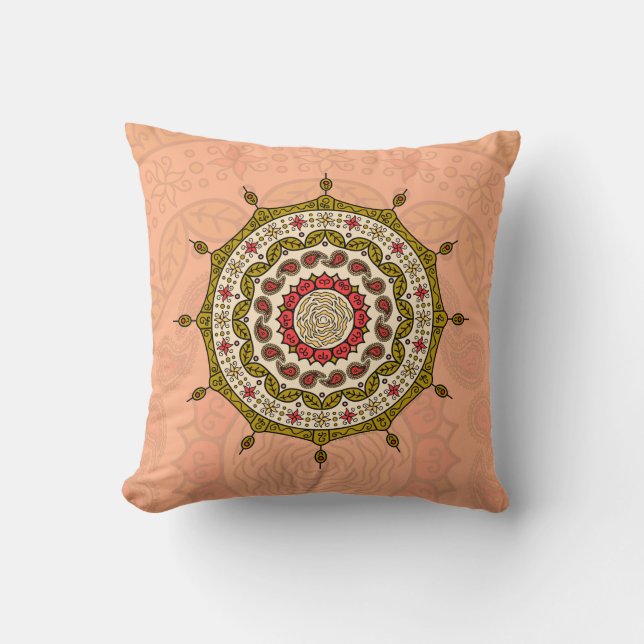 Mehndi Fantasy Guld Pillow Kudde (Framsida)