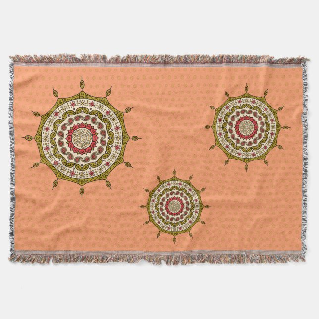 Mehndi Fantasy Guld Throw Blanket Mysfilt (Framsidan)