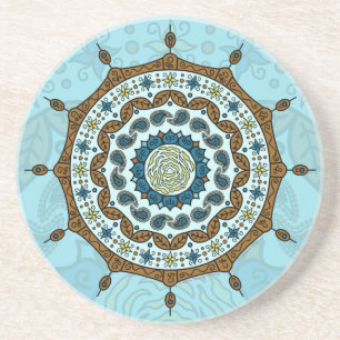 Mehndi Fantasy Koppar Sandstens Coaster Underlägg Sandsten